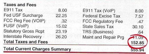 business phone bill taxes and fees